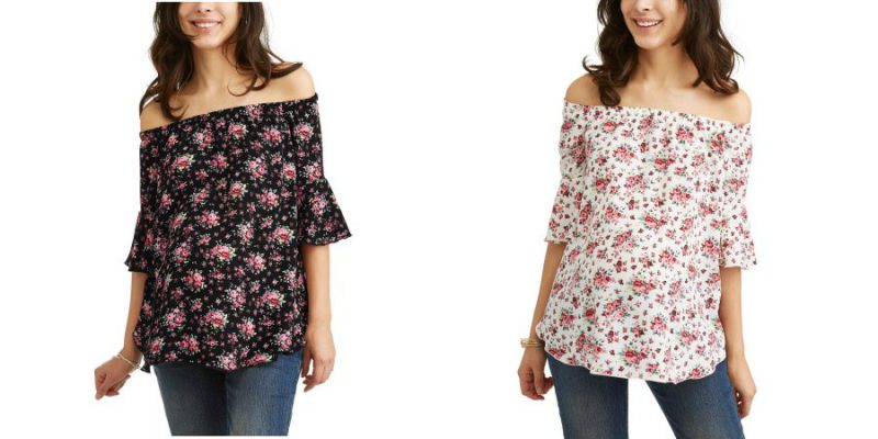 Walmart – Planet Motherhood Maternity Floral Crepe Off the Shoulder Top Only $10.99 (Reg $13.99) + Free Store Pickup
