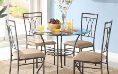 Walmart – Mainstays 5-Piece Glass and Metal Dining Set, 42″ Round Tabletop Only $139.99 (Reg $169.00) + Free Shipping